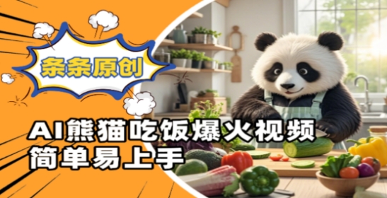 Ai熊猫吃饭爆火视频，条条原创，简单易上手-子比主题
